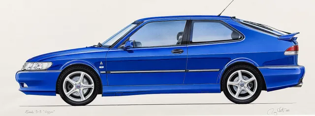 RONY LUTZ. SAAB. Original. Saab 9-3 Viggen, Lightning Blue.