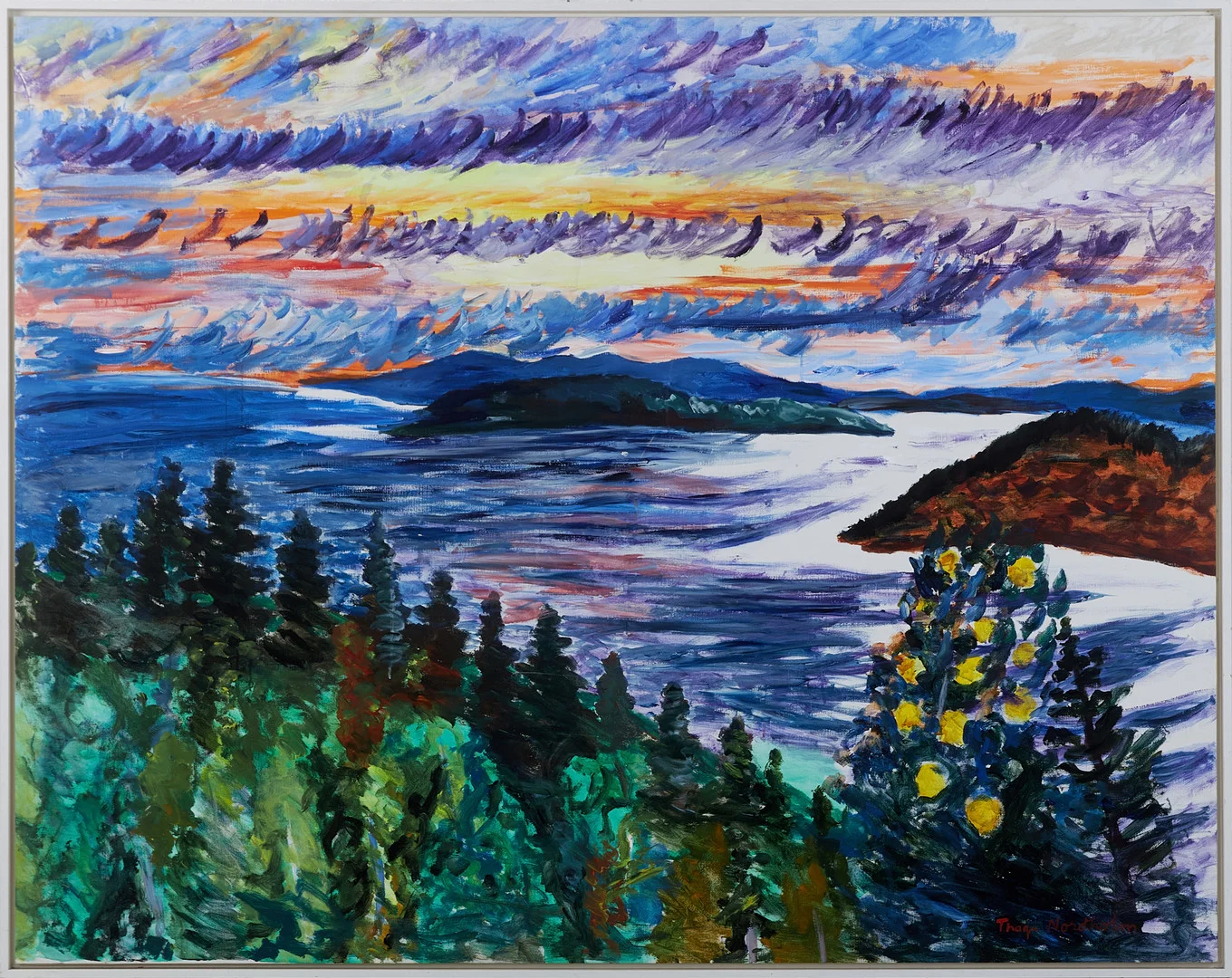 THAGE NORDHOLM. Norrlandskust, signerad, olja på duk. — Paintings — Stockholms Auktionsverk Magasin 5