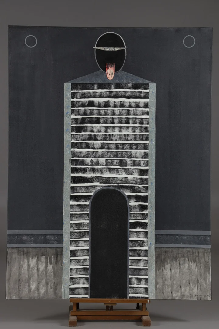 UNO SVENSSON. "Gestalt med utsträckt tunga", akryl på duk. — Paintings — Stockholms Auktionsverk Helsingborg