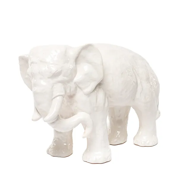 Gertrud Kudielka. White glazed ceramic figurine in the shape of a large elephant.