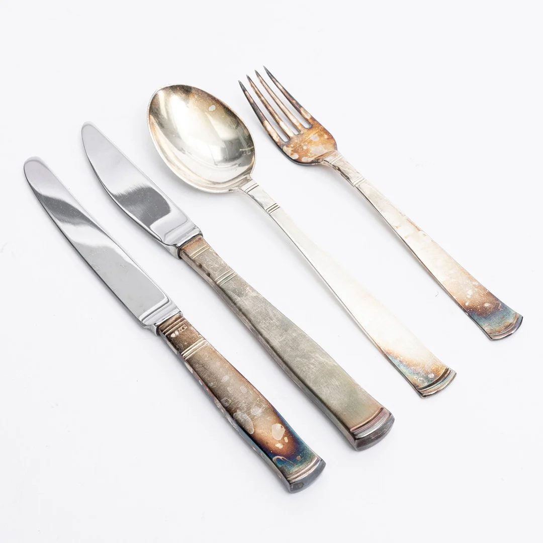JACOB ÄNGMAN. Bestick, 22 delar, "Rosenholm", silver, GAB, Stockholm, 1966-94. — Silver — Auktionshuset Kolonn