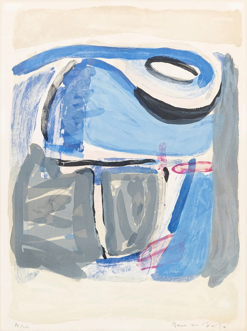 BRAM VAN VELDE. Abstrakt komposition, signerad, numrerad, och daterad, 76/300, -08. — Engravings & Prints — Auktionshuset Kolonn