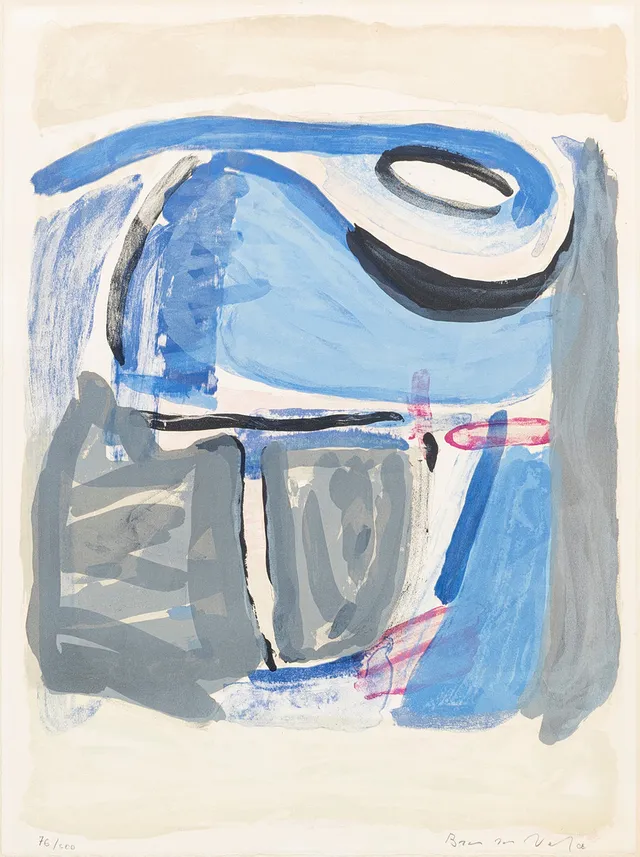 BRAM VAN VELDE. Abstrakt komposition, signerad, numrerad, och daterad, 76/300, -08.