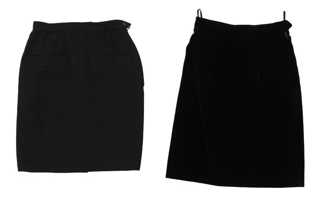 A set comprising of two skirts of wool and velvet. Length app. 55 cm, waist 66–70 cm. Size 38. (2)