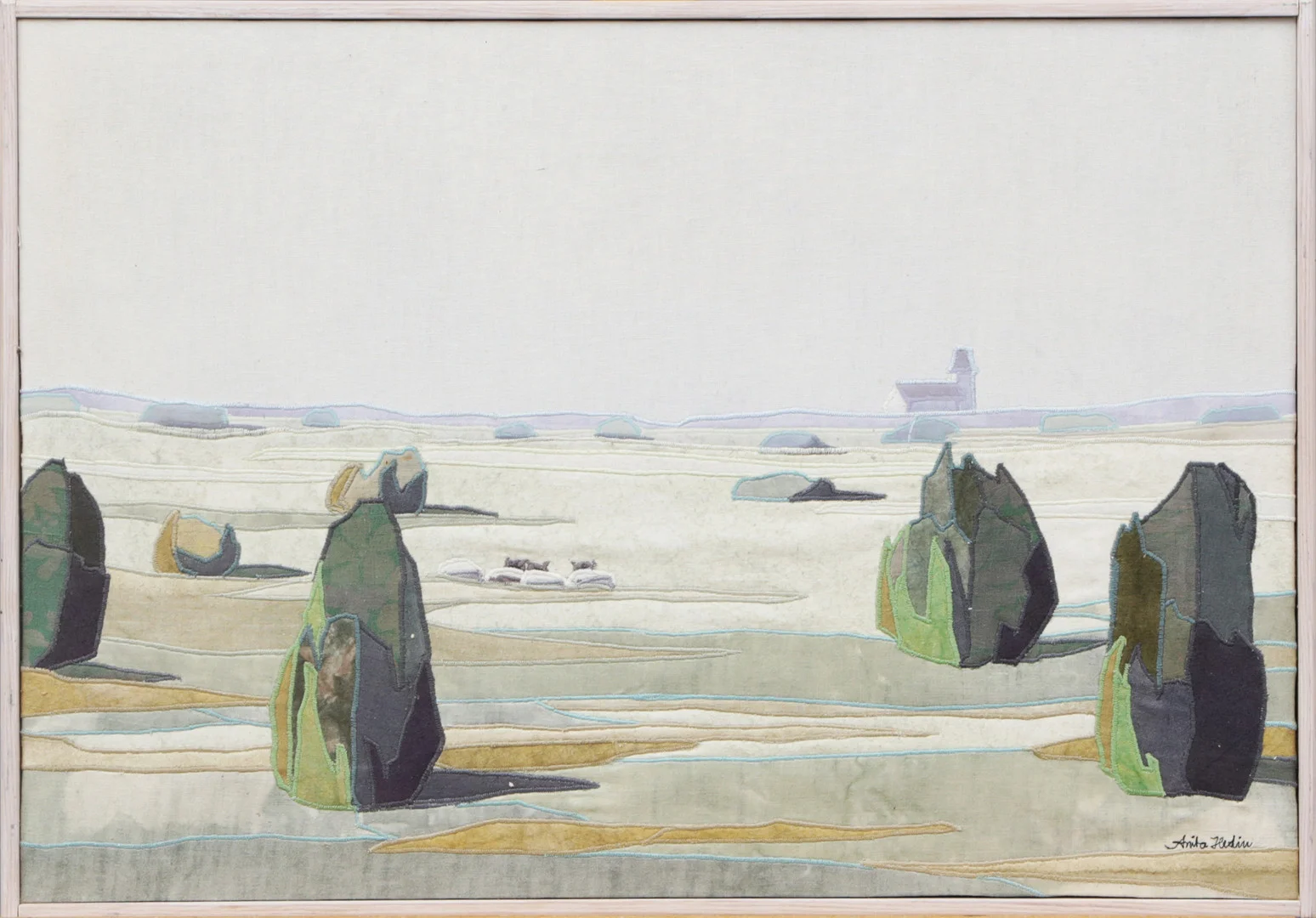 ANITA HEDIN. TEXTIL TAVLA, Vid Resmo, signerad, 1994. — Other — Kalmar Auktionsverk