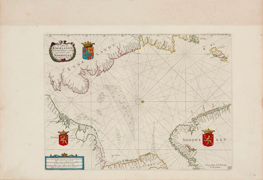 Blaeu, Willem Janszoon — "Noordzee" først utgitt 1623 — Gjenstand/Kart, prospekter, brev, eldre foto — Blomqvist