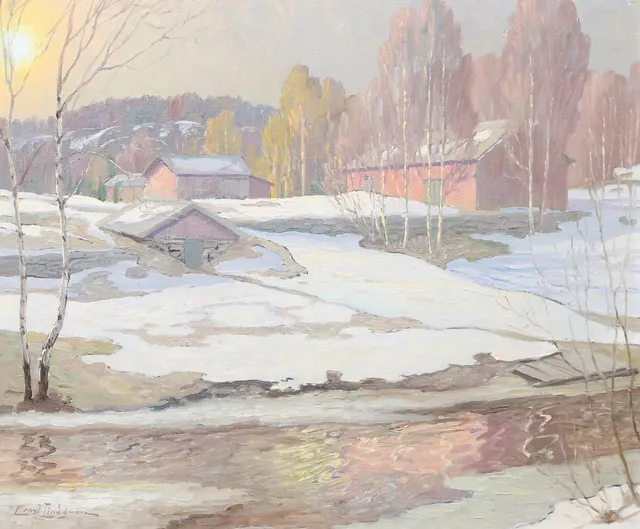 ERNST LINDGREN. Olja på pannå, signerad.
