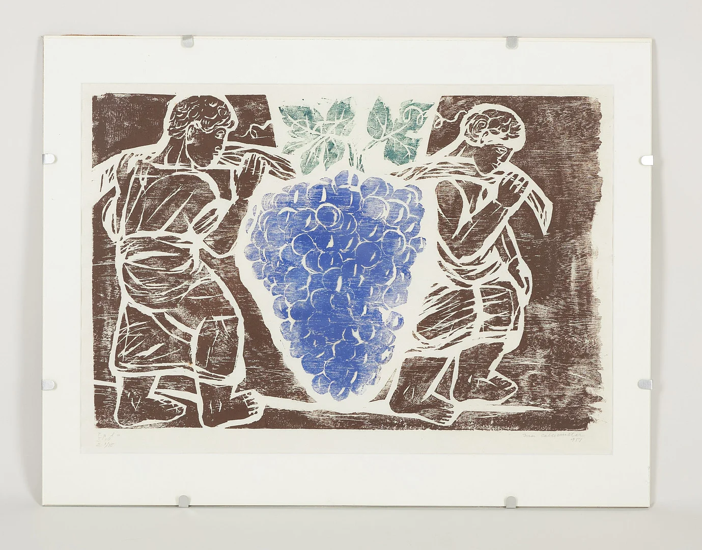 INA COLLIANDER (1905-1985). "Druvklasen", signerad samt daterad 1951, träsnitt, T.p.l'a I 10, II 1/15. — Engravings & Prints — Stockholms Auktionsverk Helsinki