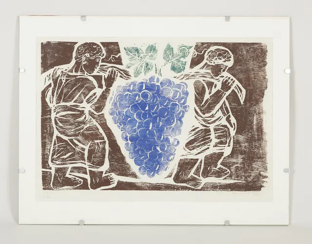 INA COLLIANDER (1905-1985). "Druvklasen", signerad samt daterad 1951, träsnitt, T.p.l'a I 10, II 1/15.