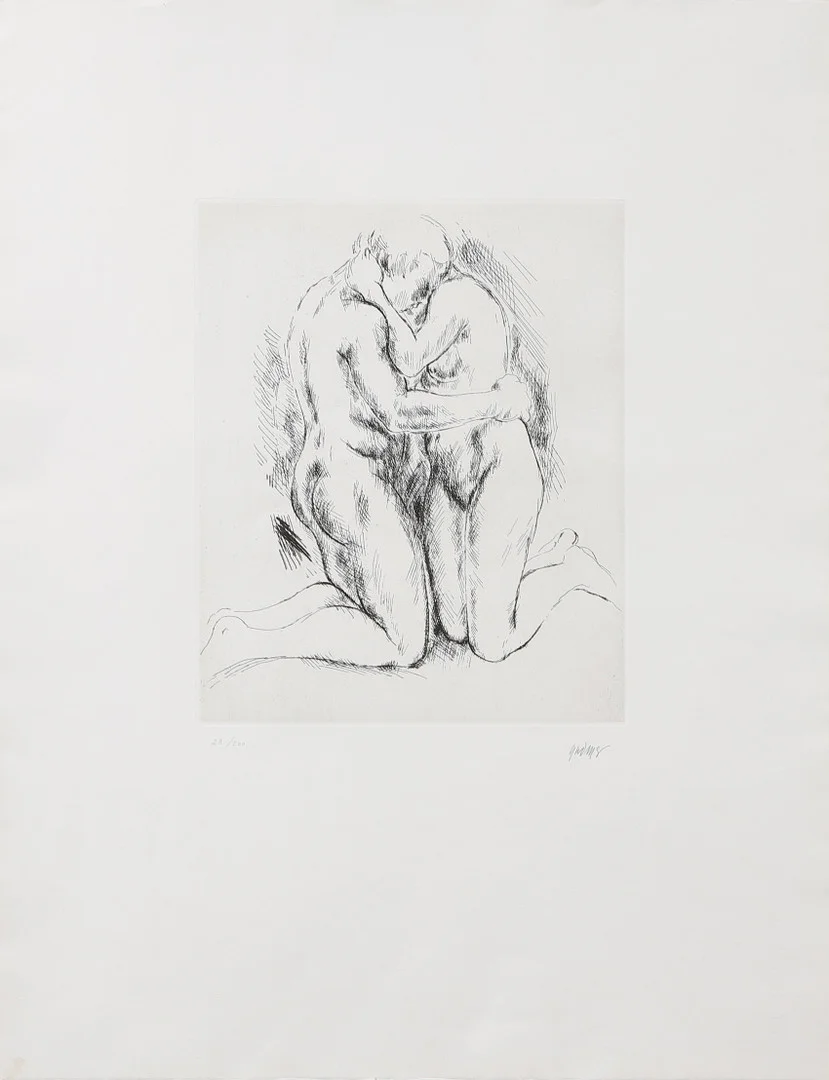 GUDMAR OLOVSON. Omfamnande par. Etsning, signerad och numrerad 287200. — Engravings & Prints — Göteborgs Auktionsverk