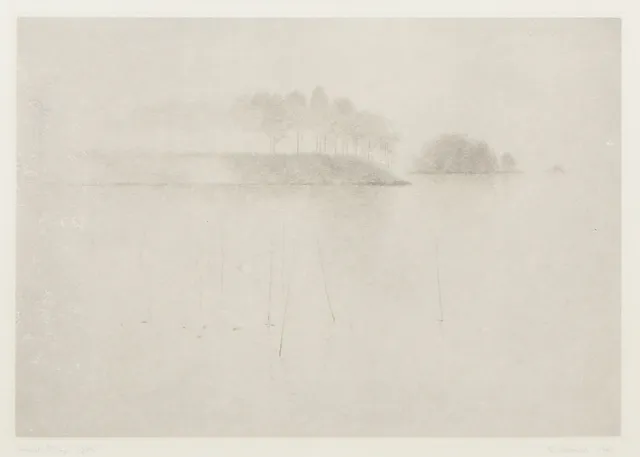 GUNNAR NORRMAN. Torrnål, 22/27. "Sjön". Signerad.