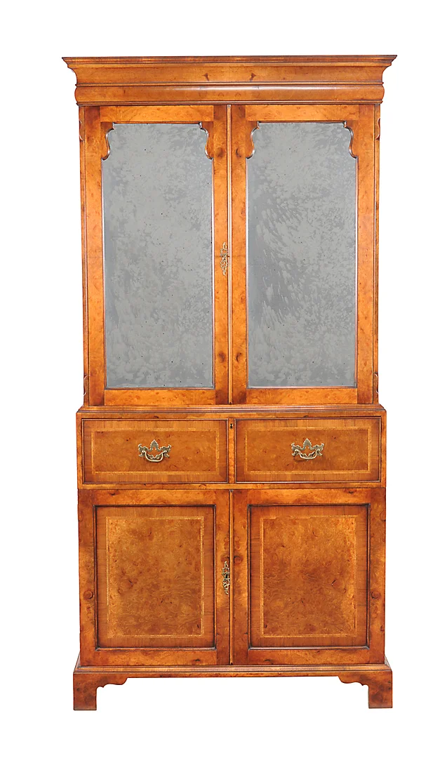 A WALNUT VENEERED SECRETAIRE CABINET IN GEORGE II STYLE. — Cupboards, Cabinets & Shelves — Dreweatts Online
