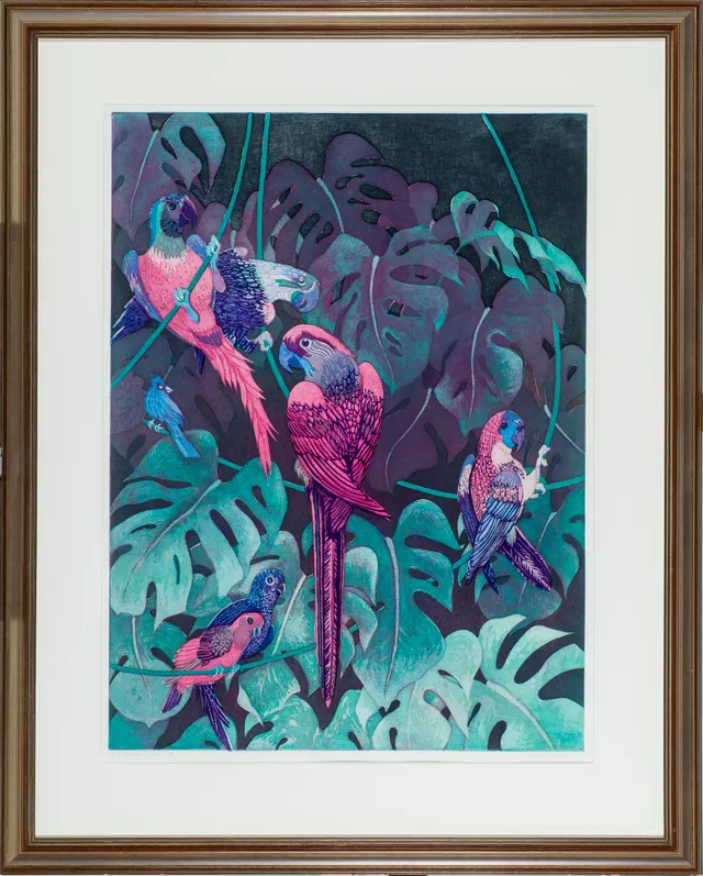Finne, Ferdinand — "Papegøyene i jungelen - rødt" 1990