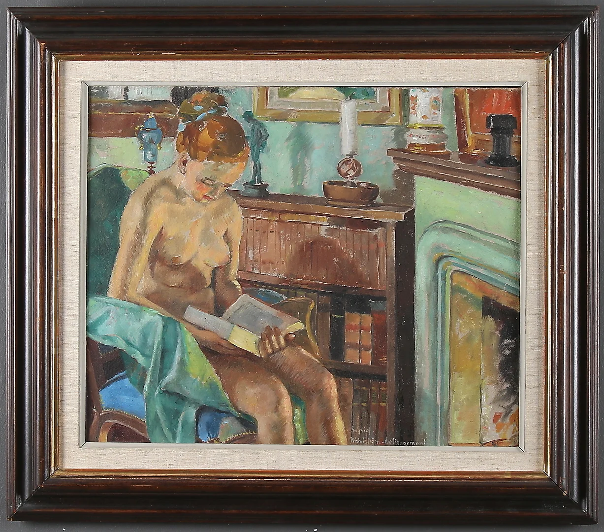 SIGRID WAHLSTRÖM DE ROUGEMONT. Nakenstudie, olja på duk, signerad. — Paintings — Stadsauktion Sundsvall