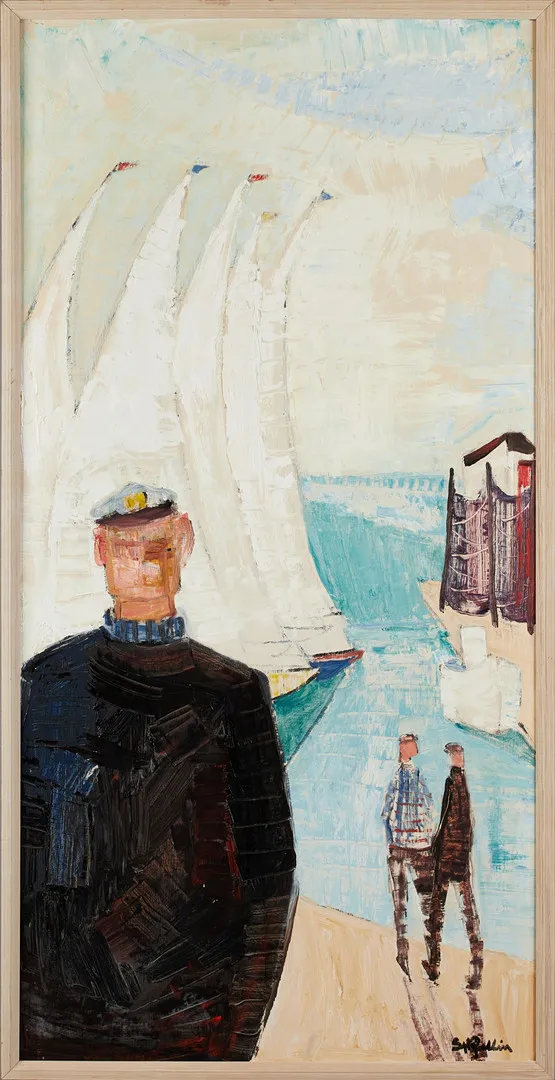 STIG KJELLIN. "Regattan", olja på pannå, signerad.