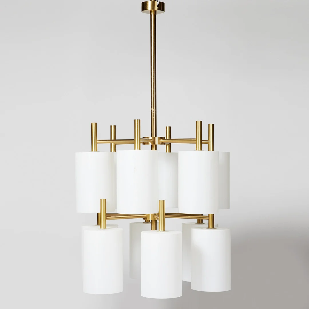 UNO KRISTIANSSON. "Candus Cylinder", takarmatur, stomme i mässing, Luxus, modellnummer 3320, etikettmärkt. — Ceiling lights — Stockholms Auktionsverk Magasin 5