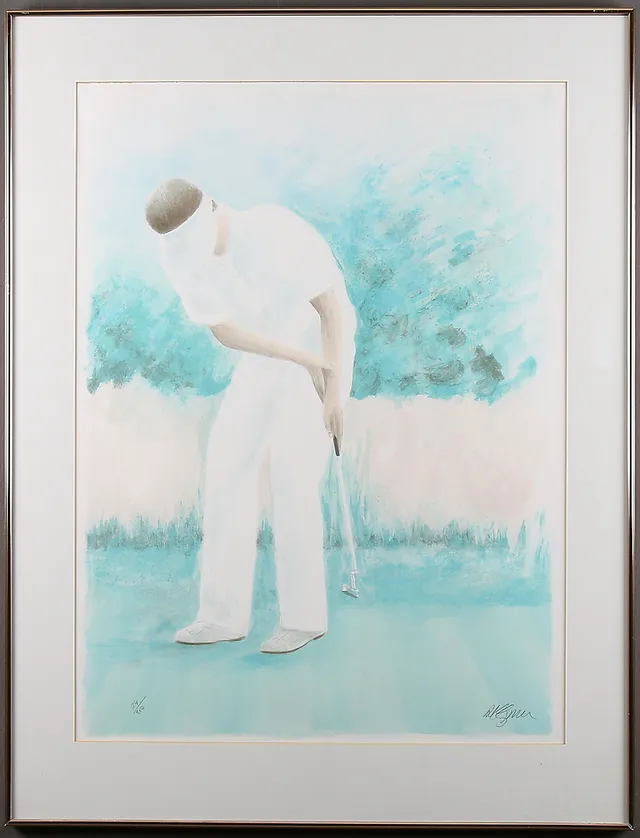 AL WAGIELLA. Golfspelare, färglitografi, signerad och numrerad 34/250.