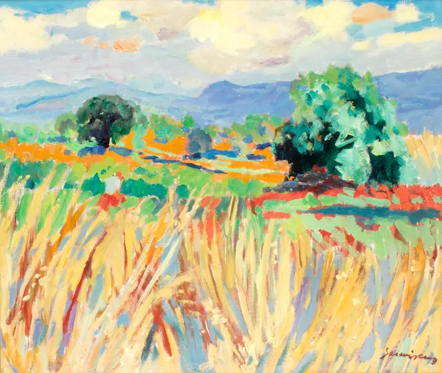 RAMON SANVISENS. PAISAJE, óleo sobre lienzo. Firmado Sanvisens.