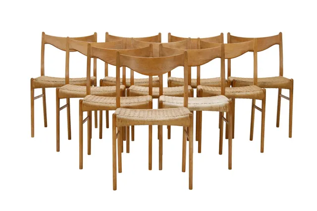 Arne Wahl Iversen. Glyngøre Chair Factory. Six dining chairs (10)