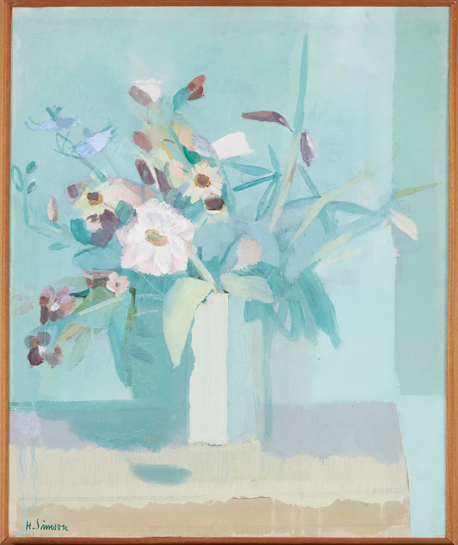 HUGO SIMSON. blomsterstilleben, olja på duk, signerad. — Paintings — Stockholms Auktionsverk Magasin 5