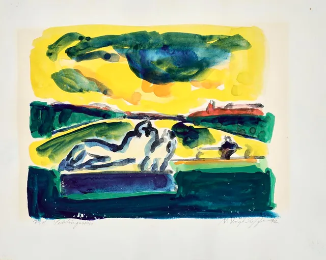 Ved Peblinge Sø. Signed H. Voigt Steffensen. Watercolour on paper. Sheet size 19 × 24 cm. Unframed.