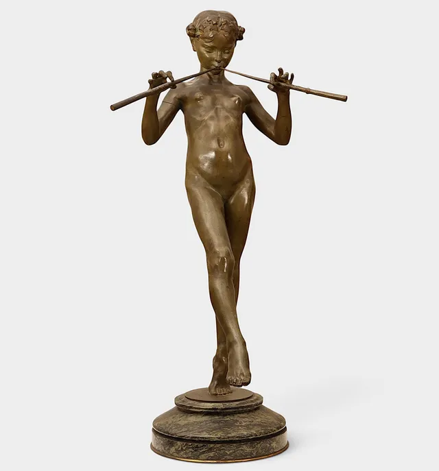 EUGÈNE PIRON (1875-1928). "Faunesse aux pipeaux".