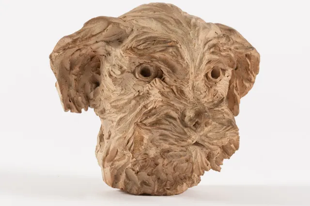 Ubekendt kunstner. Hundehoved. Terracotta sign