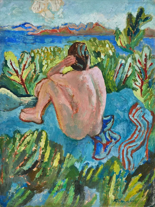 BRUNO KRAUSKOPF (TYSKLAND, 1892-1960). Kvinna i landskap.