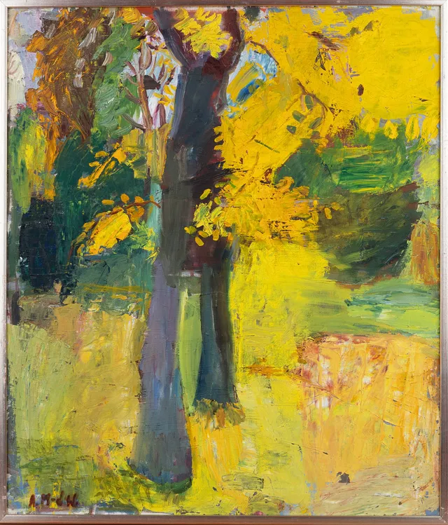 ASTRID MUNTHE DE WOLFE. "Höst Waxholm", olja på duk, monogramsignerad, daterad a tergo -75.
