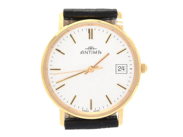 Antima Armbandsur 18K, datum, safirglas, manuell, Ø 32 mm, sernr:20556.4100.68, läderband,extra läderband, ask,