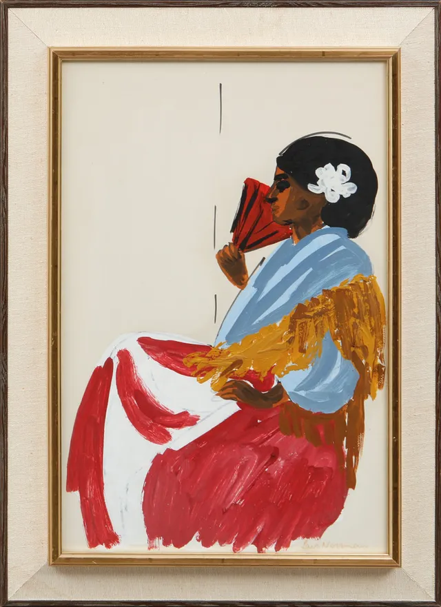 LARS NORRMAN. Mexikanska, gouache. signerad.