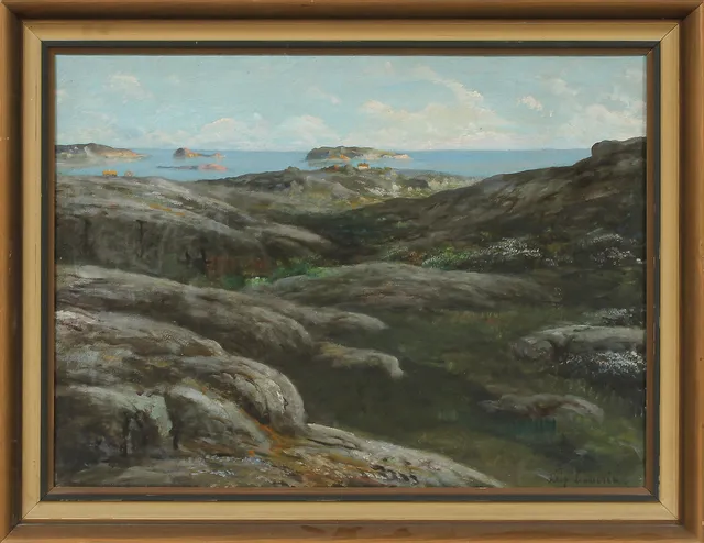 FILIP LINDSTRÖM. Kustvy. Olja på duk, signerad.