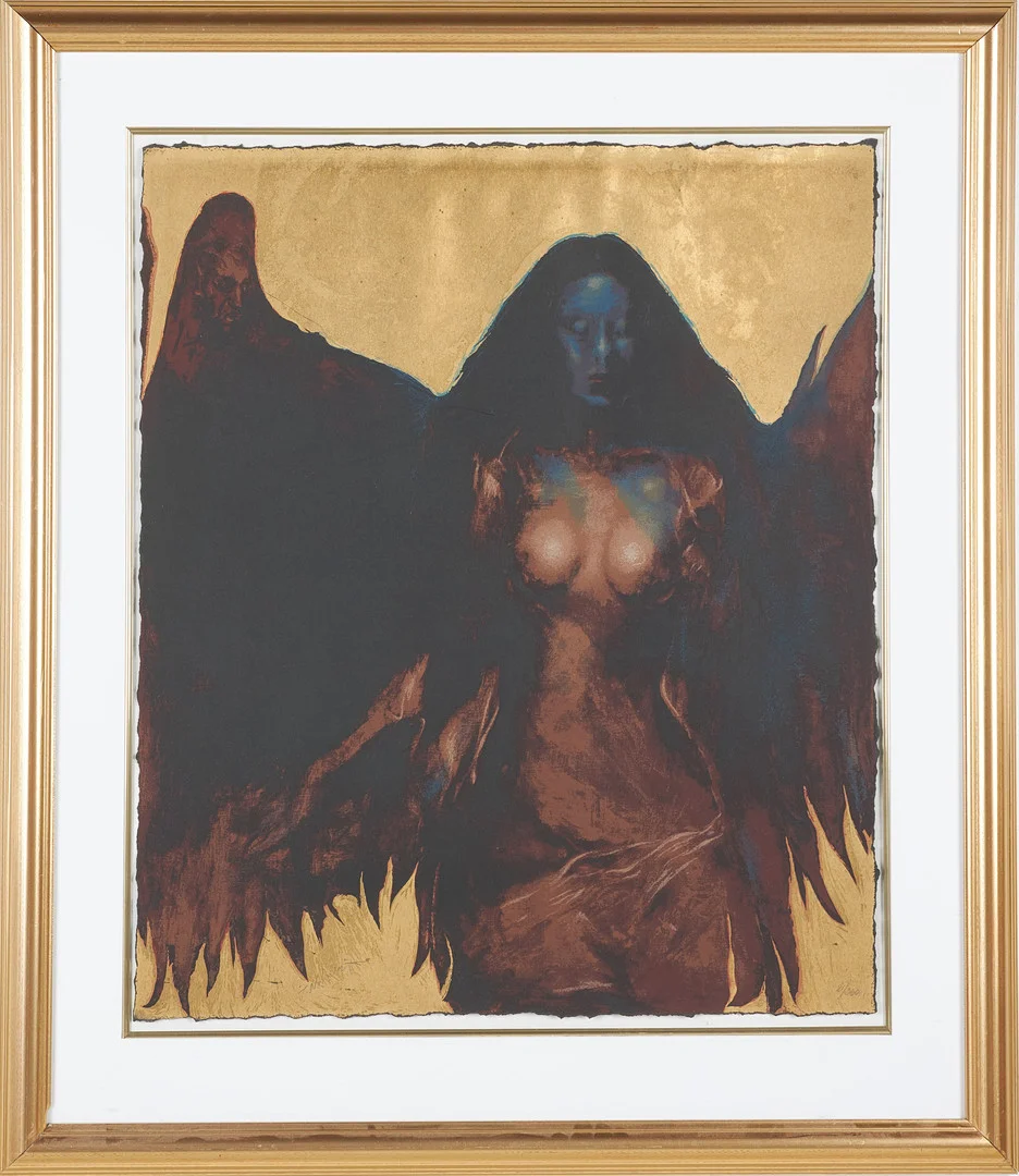 JAN NALIWAJKO. Ängel, litografi, signerad, numrerad 81/360. — Engravings & Prints — Stockholms Auktionsverk Sickla