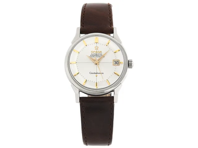 OMEGA, Constellation Calendar (Swiss Made T), Chronometer, s.k. "Pie-Pan", Cal 561, Serie nr. 23051852, Ref nr. ST 168.0005, Boett nr. 168.005 (SGR), herrur, 34 mm, stål, automatisk, plexiglas, datum, läderband, originalspänne i stål, ca 1966, box.