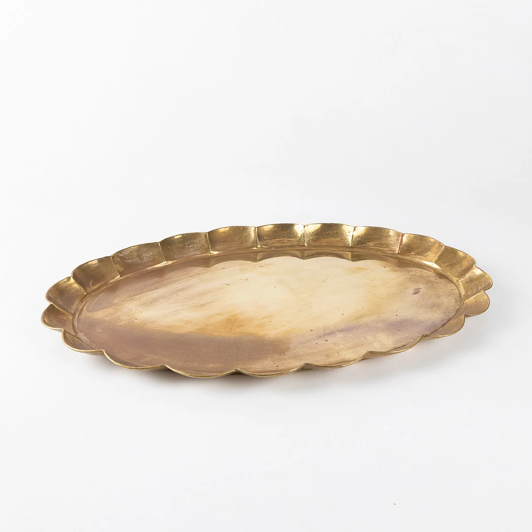 ARVID JOHANSSON. Bricka, mässing, Arvika konstsmide. — Pewter, Brass & Copper — Stockholms Auktionsverk Helsingborg