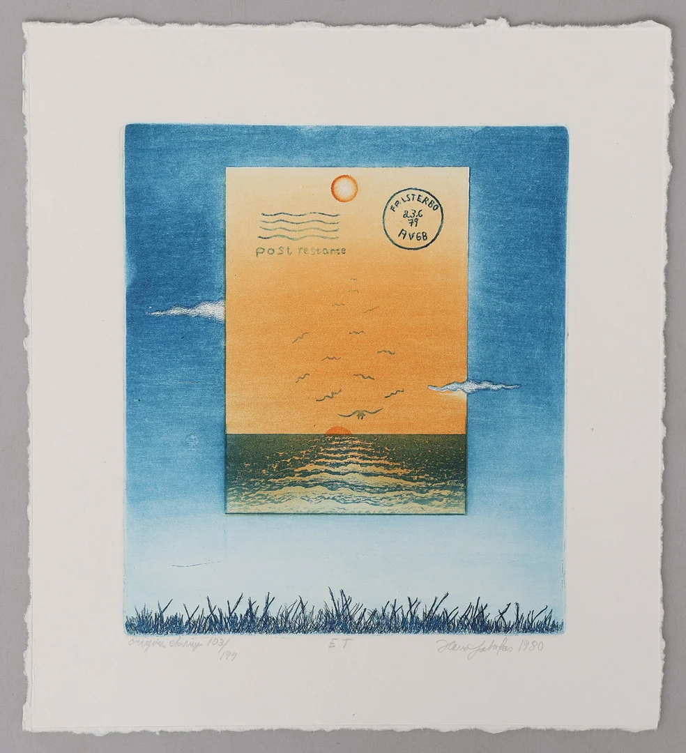 HANS JOHNFORS. BREV FRÅN FALSTERBO, LITOGRAFI, SIGNERAD OCH DATERAD 1980. — Engravings & Prints — Crafoord Auktioner Lund