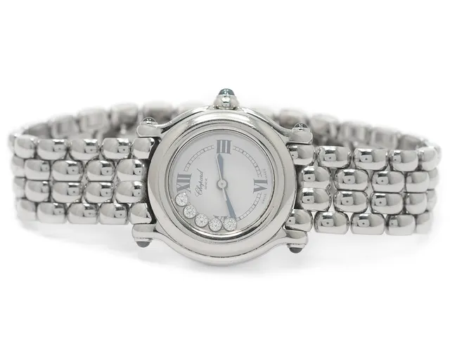 CHOPARD, Genève, Happy Sport, Ref nr. 27/8250-23, Boett nr. 739059 / 8245, damur, 26, mm, stål, quartz, safirglas, datum, skadad urtavla, briljanter (5 st. TW/VVS), safirer (5 st.), originallänk, viklås, ca 2000.