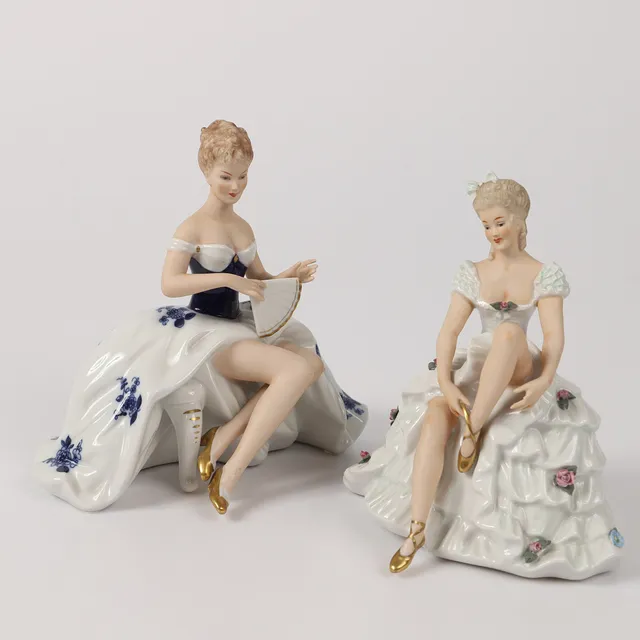 FIGURINER, 2 stycken, ballerinor, porslin, Wallendorf, Tyskland.
