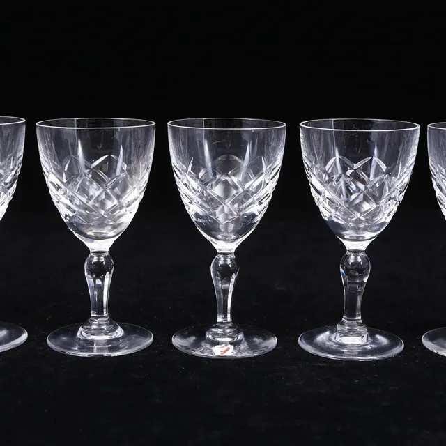 GUNNAR CYRÉN. Servisdelar, 8 st, glas, "Karolina", Orrefors.
