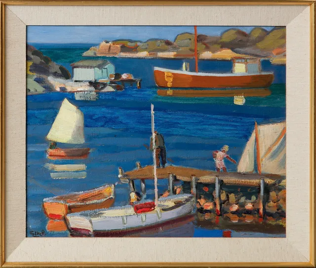 FOLKE PERSSON. Kustbild, olja på duk, signerad.