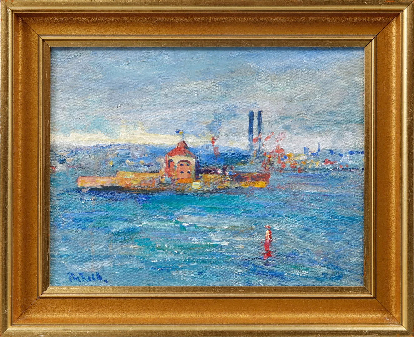 PER FALK. Vy över Älvsborgs fästning, olja på duk, signerad. — Paintings — Göteborgs Auktionsverk