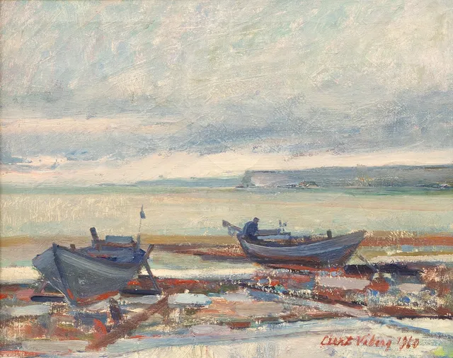 CURT VIBERG (1908-1969). Hallshuk, Gotland, olja på duk, signerad.