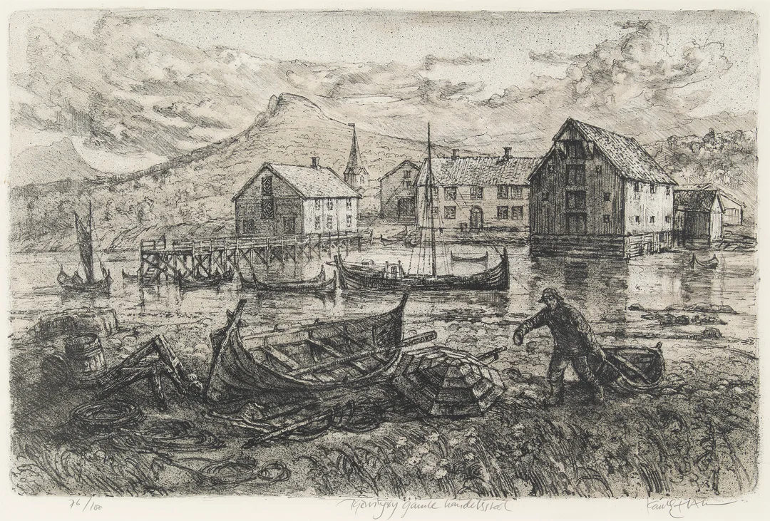 Harr, Karl Erik — "Kjerringøy gamle handelssted" — Kunst/Grafikk — Blomqvist