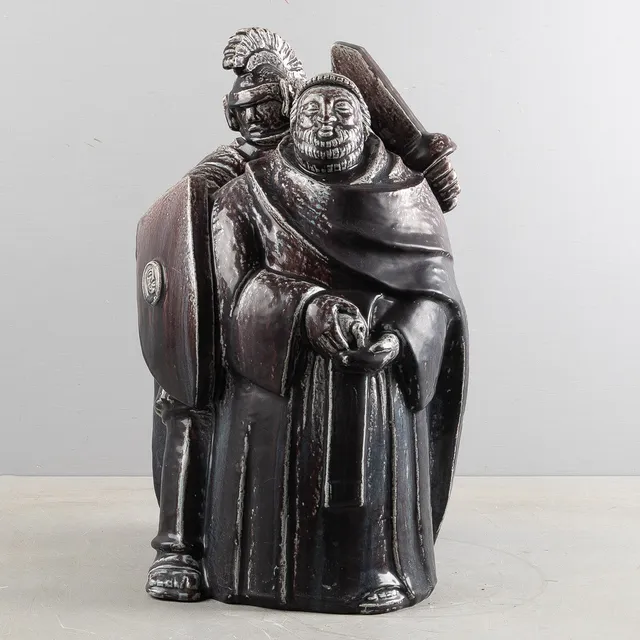 JAIS NIELSEN (1885-1961). Skulptur "Pontius Pilatus", glaserat stengods, Royal Copenhagen, 1927.