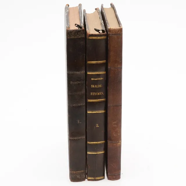 SAMLADE SKALDESTYCKEN. 3 volymer, flera författare, handskrivet, 1800/1900-tal.