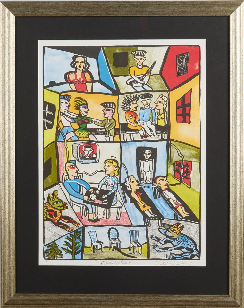 ULRICA HYDMAN-VALLIEN. ''Familjeliv'', signerad, pt, färglitografi. — Engravings & Prints — Stockholms Auktionsverk Magasin 5