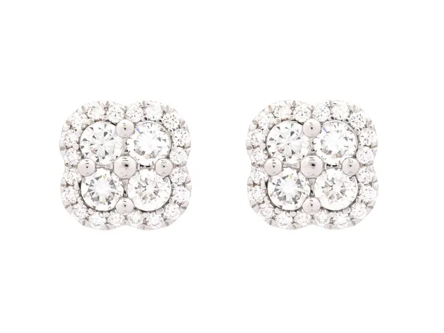 ÖRHÄNGEN, 18K vitguld, 48 briljantslipade diamanter ca 0,75 ctv, varav mittstenarna ca 0,62 ctv, ca TW-TCr/VS, stift, vikt 3,4 g, enstaka diamanter med nagg på kuletten.