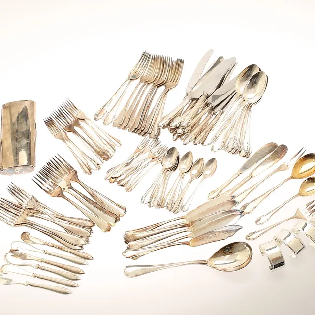 PARTI BESTICK, bl a Hagamodell, nysilver. SKED, silver.