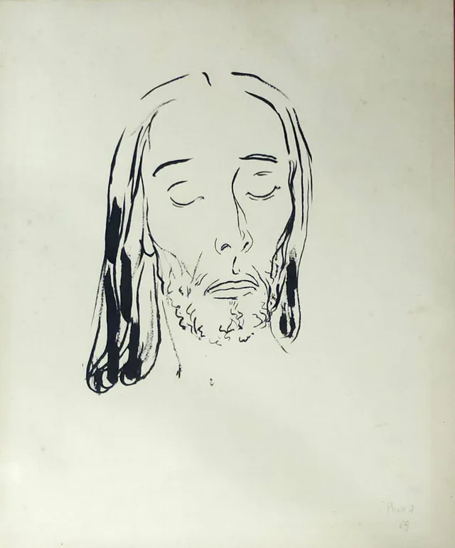 PERE PRUNA. Tinta sobre papel “Rostro” 1964.