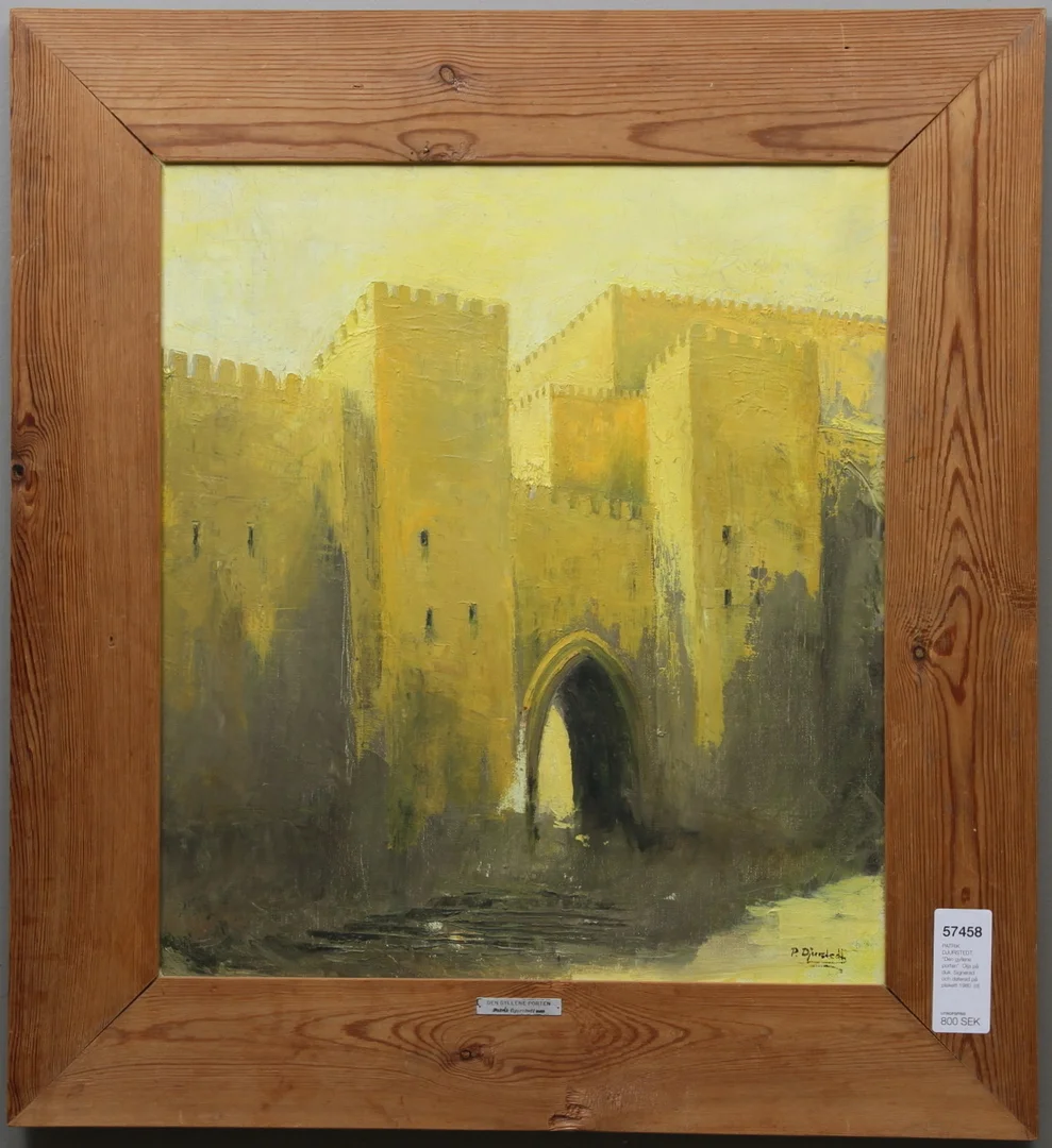 PATRIK DJURSTEDT. "Den gyllene porten". Olja på duk. Signerad och daterad på plakett 1980. — Paintings — Gomér & Andersson Linköping